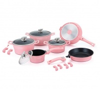 Royalty Line 16 Piece Marble Coating Cookware Set - Pink Photo