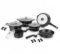 Royalty Line 16 Piece Marble Coating Cookware Set - Black Photo