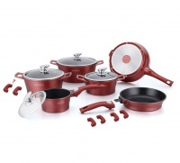 Royalty Line 16 Piece Marble Coating Cookware Set - Burgundy Photo