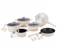 Royalty Line 16 Piece Marble Coating Cookware Set - Cream Photo