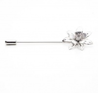 AM Bespoke Silver Tone Flower Lapel Pin Photo