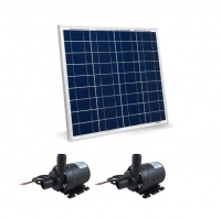 Dual 12vdc 800 LPH 5 Meter Pond Pumps 50W 12v Solar Poly Panel Combo Photo