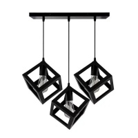 Mr. Universal Lighting-Modern Pendant Triple Square Black Photo