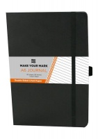 CTP Printers A6 192 Page Lined Journal With Elastic Closure - Black Photo