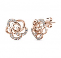 Destiny Rose Earrings With Crystals From Swarovski - Rose Gold Photo