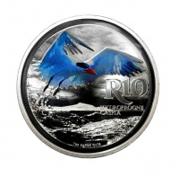 Silver 1oz Coloured Caspian Tern coin - 2017 Photo