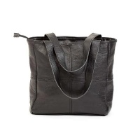 Mirelle Genuine Leather Classic Shopper Handbag Black Photo
