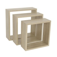 SPACEO - Set Of 3 Cubed Shelves Oak Photo