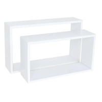 SPACEO - Set Of 2 Rectangle Shelves White Photo