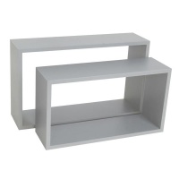 SPACEO - Set Of 2 Rectangle Shelves Grey Photo