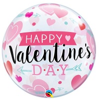 Qualatex 22" Single Bubble Balloon - Valentines Day Arrows & Hearts 1 Pack Photo