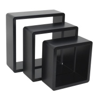 Spaceo - Set Of 3 Black Cubed Shelves 20 x 10/ 24 x 10/ 28 x 10cm Photo