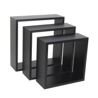 Spaceo - Set Of 3 Black Cubed Shelves 24 x 10/ 27 x 10/ 30 x 10cm Photo