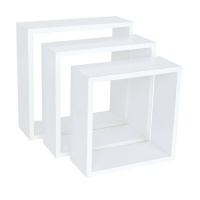 SPACEO - Set Of 3 White Cubed Shelves 24x10/27x10/30x10cm Photo