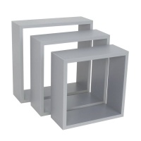 SPACEO - Set Of 3 Grey Cubed Shelves 24x10/27x10/30x10cm Photo