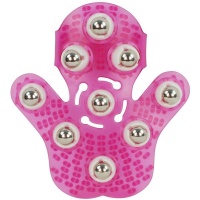 Massage Glove with 9 360-Degree-Metal Roller Ball Beauty Body Care - Pink Photo