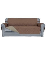 Gretmol Reversible Couch Cover Coffee & Beige 2 Seater Quilted Non-Slip Protector Photo