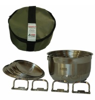 Heavy Duty Stainless Steel Camping Pot Set - 5 Pots with Lids Photo