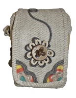 Fino Vintage Linen Handmade Crossbody Bag - Cream Photo