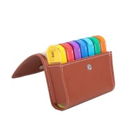 Travel Weekly Leather Pill Wallet Box Medicine Pill Case-Brown Photo