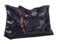 Wonder Towel Baby Nappy Bag Black Faux Leather & Good Luck Healing Protection Charm Red Photo
