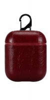 TUFF-LUV Airpods 1/2 Leather case - Burgendy Red Photo