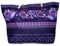 Fino Stylish Summer Beach Bag with Exotic Print - Purple & Pink Photo