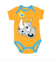 Printed Rhino Onesie Orange/Turquoise Photo