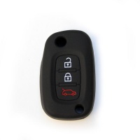 Sillycone Silicone Car Key Protector - Renault 3 Button Flip Key Black Photo