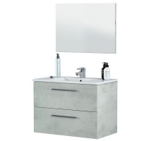 Aruba Concrete Bathroom Cabinet 80X45X64 incl. Mirror and Ceramic Basin Photo