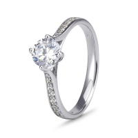 9Kt White Gold Cubic Zirconia Solitaire Pave' Ring Photo