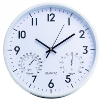 612E1 Decoration Modern Glass Wall Clock With Thermometer Photo