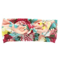 Soft Stretchy Baby Girl Floral Knotted Bow Headbands - Peach Photo