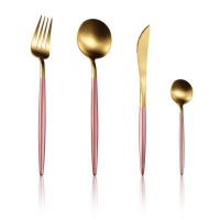 Optic Cutlery Set Gold Plating Pink - 4 Piece Set Photo