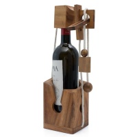 SiamMandalay Wine Challenge Wooden Puzzle Game - Solve the puzzle to release the bottle! Photo
