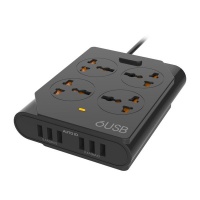 Moxom Universal 4 Power Sockets with 6 USB Ports - Black Photo
