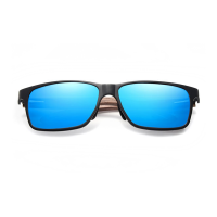 KINGSEVEN UV400 Sunglasses - Polarised Lenses & Alu/Wood - Black & Blue Photo