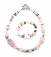 Dare to Be Epic VickyD Rose Quartz Gemstone Jewellery Necklace & Bracelet Set Pink Photo