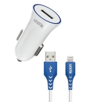 LOOPD LOOP'D 1 Port 2.1A Car Charger With Lightning Cable - White Photo