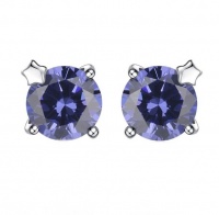 SilverCity Stunning Blue Tanzanite Like Simple Four Claw Stud Earrings Photo