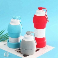 580ml Collapsible Silicone Water Bottle - Red Photo