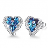 SilverCity Angel Wings Heart Earrings With Genuine Swarovski Crystals Photo