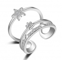 SilverCity Three Layer Silver Star Ring - Fully Adjustable Photo