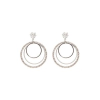 Quiz Ladies Diamante Triple Hoop Earrings - Silver Photo
