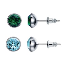 Civetta Spark 6mm Chene Stud Swarovski Emerald & Silvernight Crystal Photo