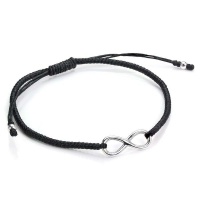 Black Cord Macrame Bracelet & Sterling Silver Infinity Loop Photo