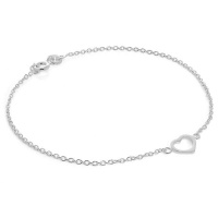 Sterling Silver Open Heart Rolo Chain Bracelet Photo