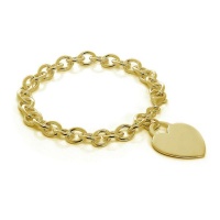 Gold Plated Silver 7" Heart Charm Bracelet Photo
