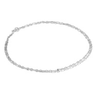 Sterling Silver 2mm Curb Rounded Figaro Double Chain Anklet - 10 Inches Photo