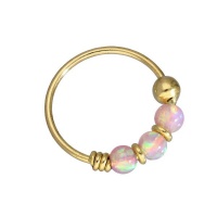 9ct Gold & Coloured Pink Opal Stone Nose Ring Photo